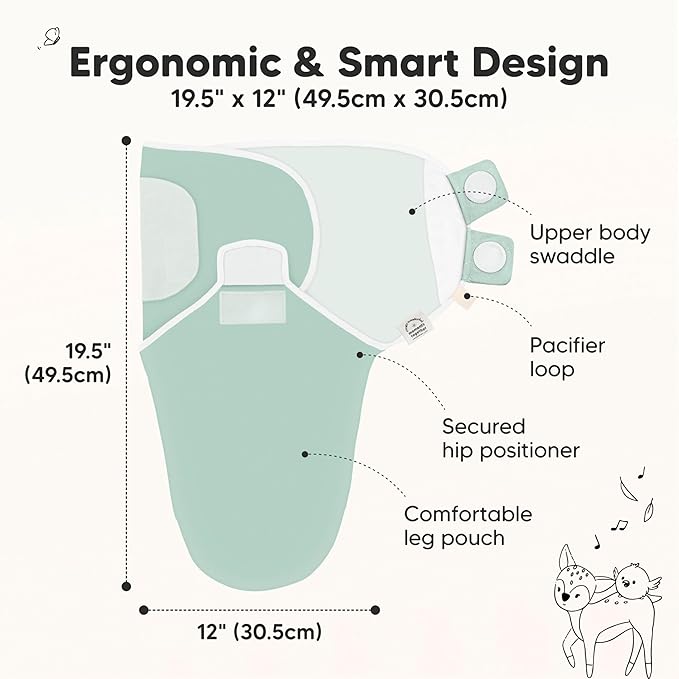 3-Pack Organic Baby Swaddle Sleep Sacks - Swaddles for Newborns, Infant 0-3 Months, Baby Girls, Boys, Soft & Snug Newborn Sleep Sack, Nursery Swaddling Blankets (Sage, XS)