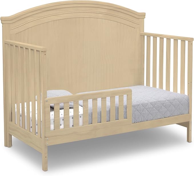 Delta Children Simmons Kids SlumberTime Emma 4-in-1 Convertible Baby Crib N More - Greenguard Gold Certified, Natural Sandstone