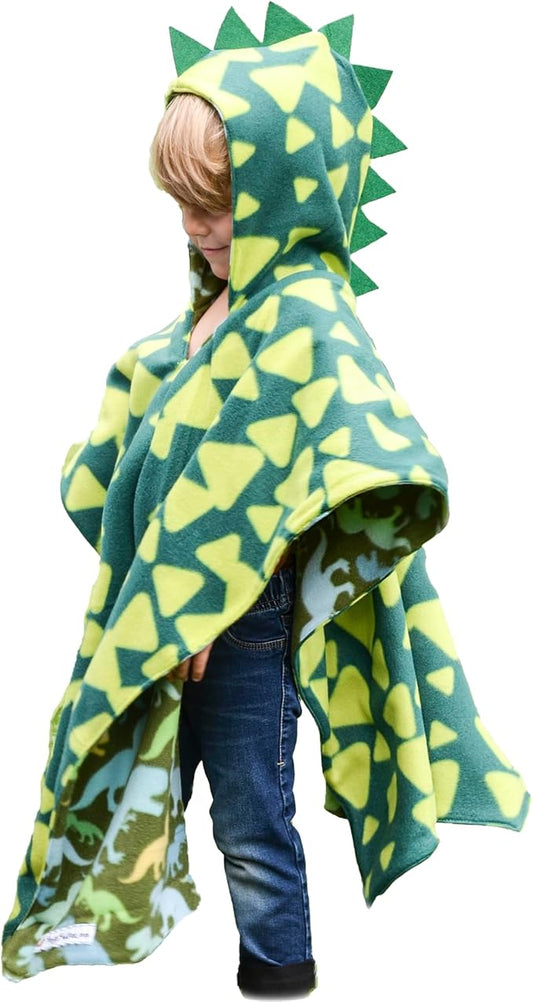 Birdy Boutique Car Seat Poncho for Kids – Safe to Use Over Seat Belts – Reversible Warm and Cozy Blanket – Easy on Easy Off and Doesn’t Impact Car Seat Performance – Green Dinosaur – One Size