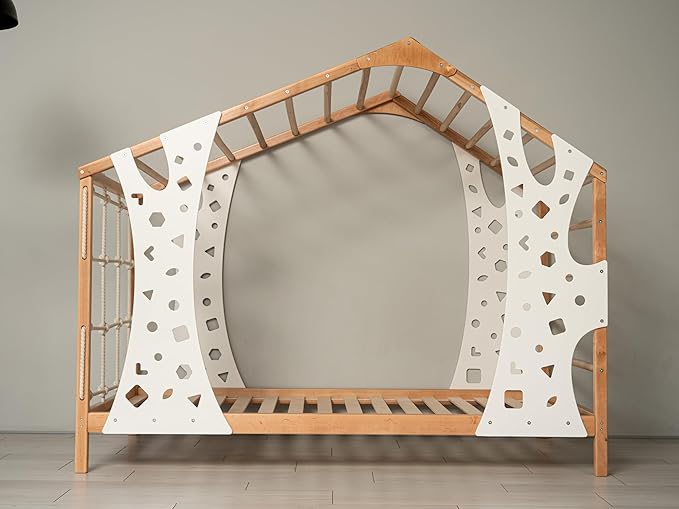 BUSY WOOD Montessori Bed for Toddlers - Toddler Montessori Bed - Twin Bed Frame for Kids - Indoor Climbing Gym Bed - Jungle Gym Bed - Wooden Monkey Gym Bed