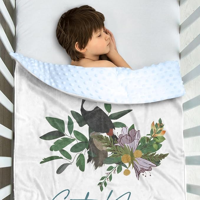 Personalized Baby Blanket with Name – Toucan Pattern Soft Receiving Blanket for Newborn Boys, Custom, Hunting Theme Nursery Decor for Toddlers