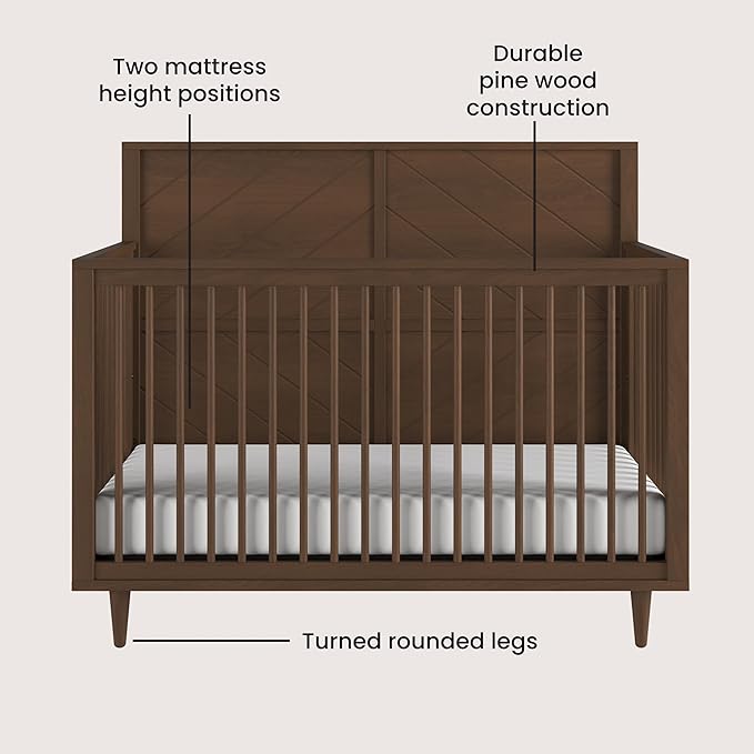 Child Craft Surrey Hill Crib, Dresser and Chest Nursery Set, 3-Piece, Includes 4-in-1 Convertible Crib, Dresser, and Chest, Grows with Your Baby (Toasted Chestnut)