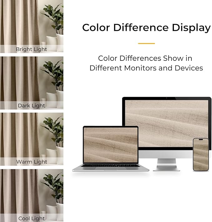 INOVADAY 100% Blackout Curtains for Bedroom, Black Out Curtains 84 Inch Long, Clip Rings Linen Blackout Drapes, Thermal Insulated Room Darkening for Living Room, 2 Panels - Oatmeal,W50xL84