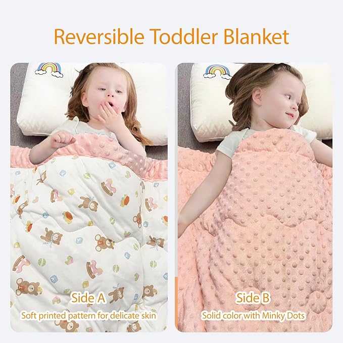 Cuite Pumpkin Newborn Infant Baby Comforter for Pack and Play Bassinet,Down Alternative Toddler Comforter for Crib Bed,40" x 40" Small Crib Quilt for Girls,Baby Quilted Minky Blanket for Daycare（pink）