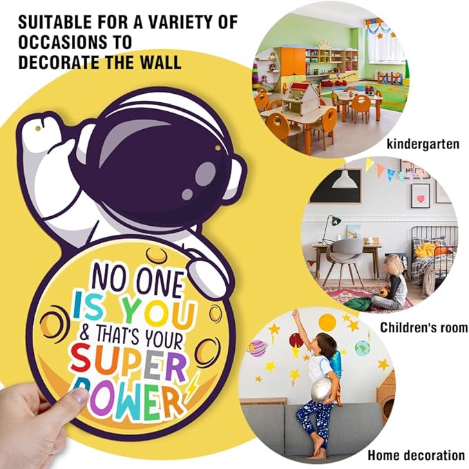 Space Decor for Boys Room Space Themed Bedroom Decor Space Astronaut Door Sign Inspirational Quote No One is You and That is Your Super Power Hanging Decor for Boys Room Nursery Playroom Wall Decor