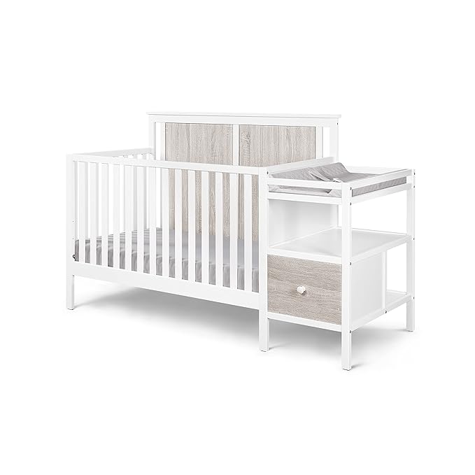 Suite Bebe Connelly 4-in-1 Crib and Changer Combo in White/Rockport Gray