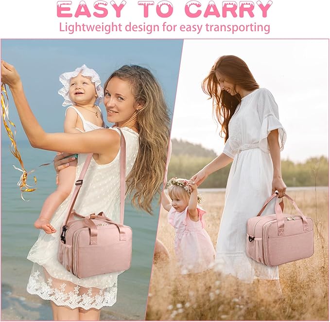 Wearable Breast Pump Bag, Breast Milk Cooler Bags with Insulated Compartment, Pumping Bag Compatible with Momcozy, Medela and Elvie Pumps, Pump Carrying Case for Work Travel Camping, Pink