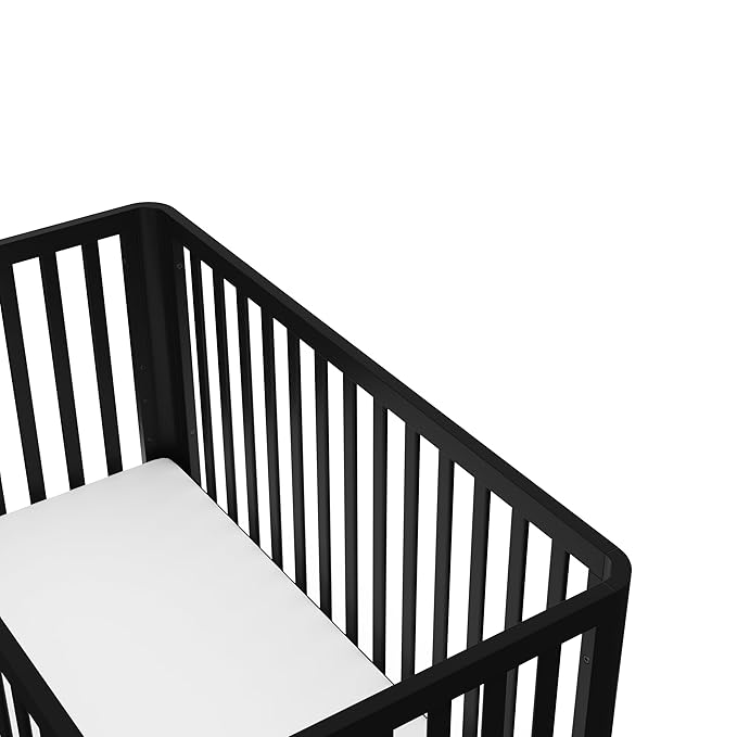 Storkcraft Santos Convertible Crib (Black & Natural) – GREENGUARD Gold Certified, Fits Standard Crib Mattress, Converts to Toddler Bed and Daybed, 4 Adjustable Mattress Heights, Rounded Edges