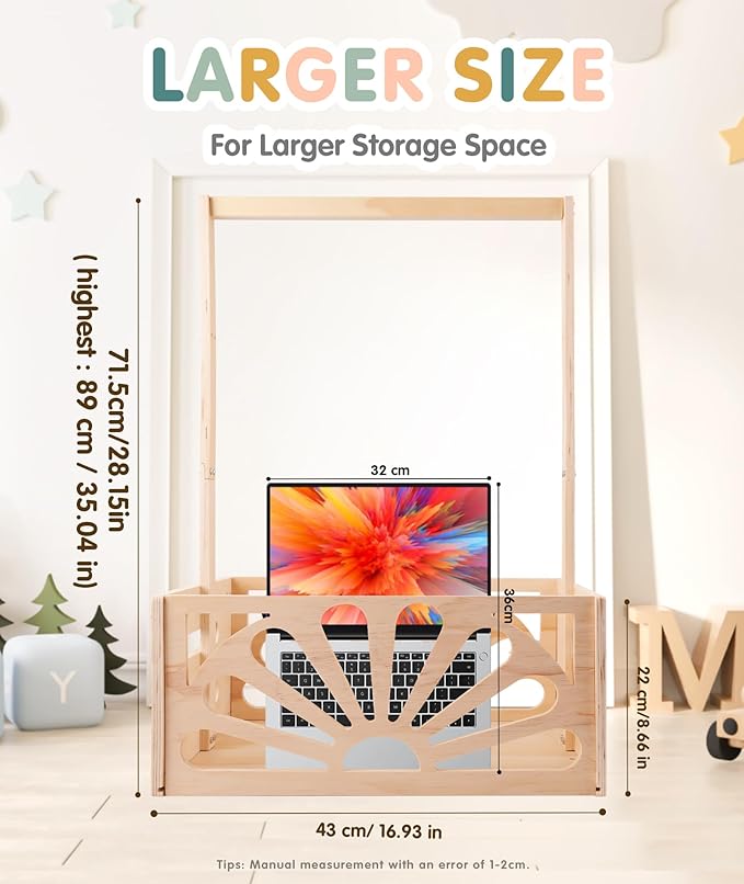 Wooden Baby Shower Crate Closet-Baby Shower Basket with Handle Hanger Rack String Lights Welcome Gift Basket Wooden Crate for Baby Shower Newborn Boys Girls Pregnancy Gifts for New Parents X-Large