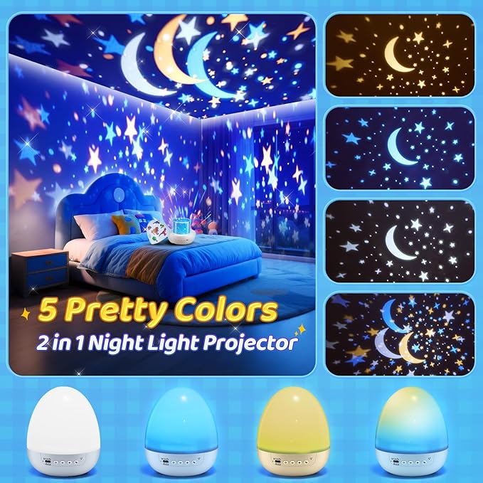 Dinosaur Toys for Kids 3-5 | 12HD Films+15 Sleeping Sounds+7 Colors+360°Rotating | Dinosaurs Primal Hatch Dinosaur Egg Boy Toys for Boys Star Projector Kids Toys Sound Machine Egg Light for Nursery
