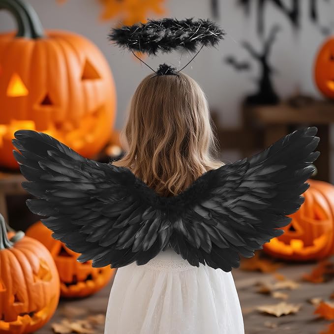 Angel Wings, Feather Angel Wings and Halo, Angel Wings Costume for Adult Kids Women Girls Halloween