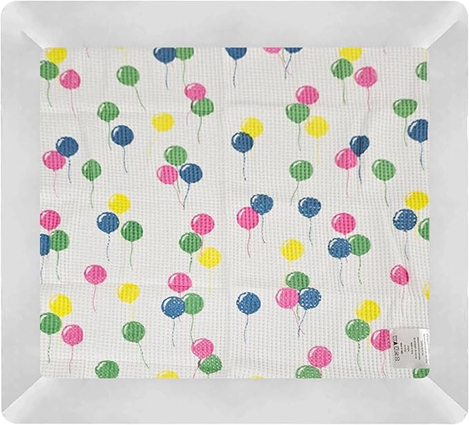 Blankets Thermal Waffle Baby Blanket Crib Bedding - Soft Cozy Warm Infant Thermal Cover for Nursery Stroller or Bassinet, Lightweight Ideal Shower Gift Satin Trim Balloon Pattern 36" x 50"