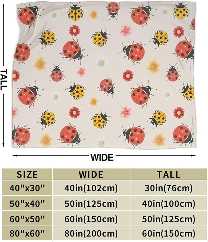 Ladybug Blanket Ladybug Throw Blanket Flannel Stuff Merch Cozy Christ Decor Fleece Plush Fuzzy Warm Soft Lightweight Bedding Gifts for Insect Lover Women Men Boy Girls Couch 50"X40"