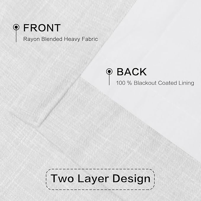 IVAPUPU Linen Pinch Pleated 100% Blackout Curtains for Bedroom - 2 Pages Black Out White Curtains 63 Inch Long 2 Panel for Living Room Darkening Thermal Window Curtain Drapes with 16pc Hooks