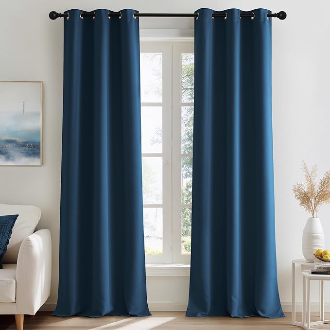 NICETOWN Morrocan Blue Room Darkening Curtains 96 Inches Long 2 Panels for Living Room, Bedroom, Nursery Summer Thermal Insulated Blackout Drapes Grommet Noise Reducing Window Curtains, W40