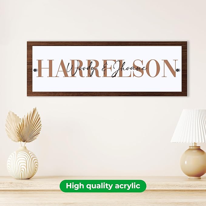 EGD Custom Family Name Wall Sign | Personalized Nameplate for Family Room, Living Room, or Nursery | Custom Acrylic Name Sign | Multiple Size Options