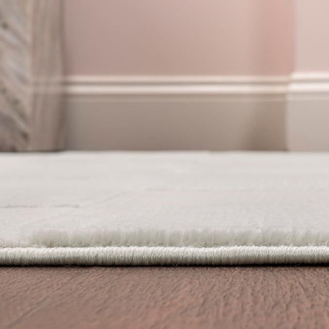 JONATHAN Y Checkerboard High-Low Runner Rug 2X8 White/Cream, Thea Modern Geometric for Living Room, Bedroom, Kitchen, Office, Easy-Cleaning, High Traffic, Pet-Friendly, Non-Shedding SND103B-28