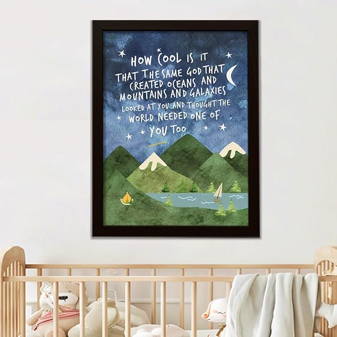 Same God Creation Wall Art,How Cool is it that the Same God Canvas Frame Print for Teen Boys Room Wall Decor,Woodland Mountain Nursery Wall Decor 24'' L x 18'' H