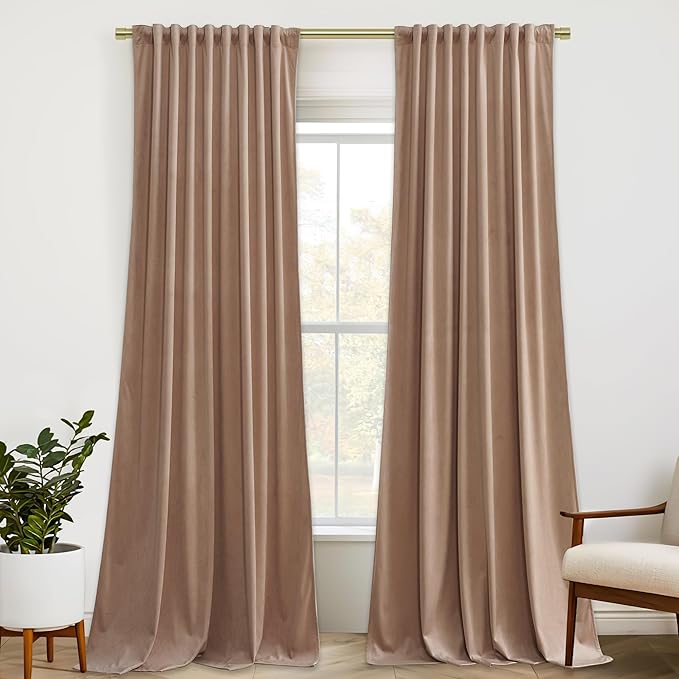 StangH Extra Long Curtains 120 inches, Blush Beige Room Darkening Window Covering for Living Room/Dining Room/Laundry, Nursery Girls Bedroom Decors, W52 x L120, 2 Panels