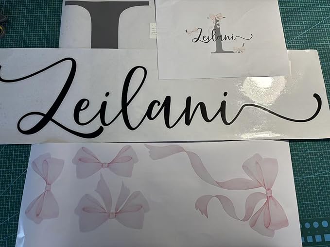 Custom Name & Color Pink Bow Wall Decal for Girls Bedroom - Personalized Nursery Wall Art, Removable Vinyl Name Sticker for Kids Room Decor