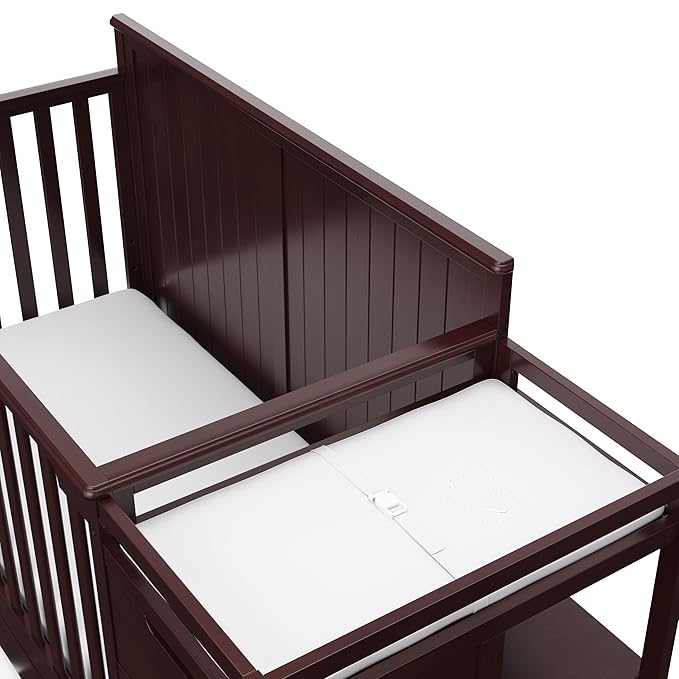Graco Hadley 5-in-1 Convertible Crib & Changer (Espresso) – GREENGUARD Gold Certified, Fits Standard Crib Mattress, Converts to Toddler Bed and Full Bed, 4 Adjustable Mattress Heights