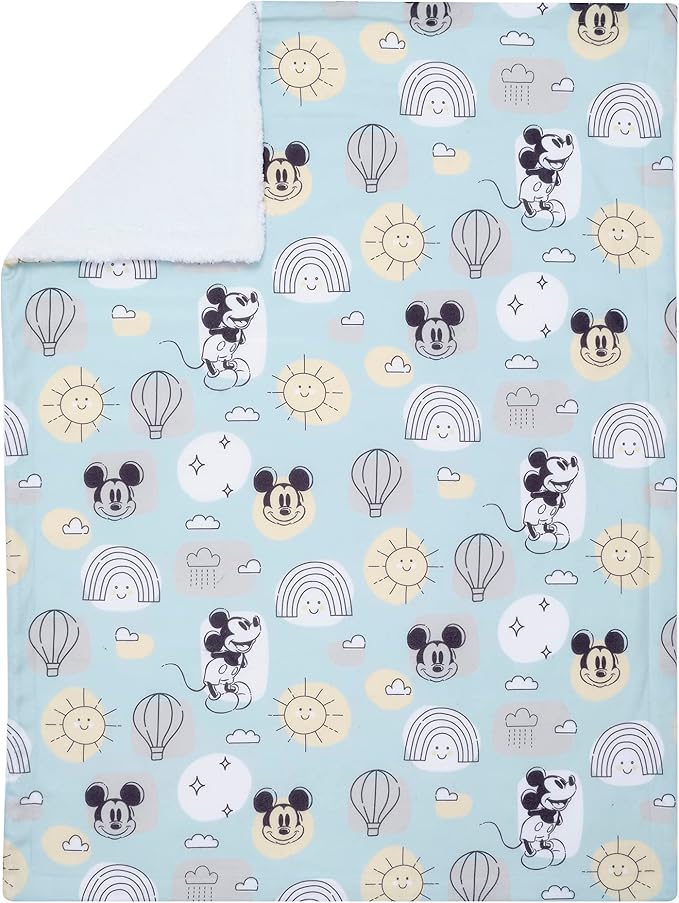 Lambs & Ivy Disney Baby Classic Mickey Mouse Blue/White Soft Fleece Baby Blanket
