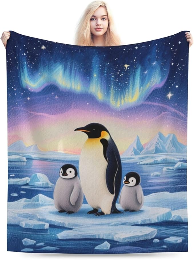 Penguin Blanket Cute Penguins Animal Throw Blanket Plush Cozy Fleece Ultra Soft Warm Fuzzy Stuff Bedding Nursery Toddler Baby Blankets Gifts for Boys Girls Kids Adult Men Women 40"X50"