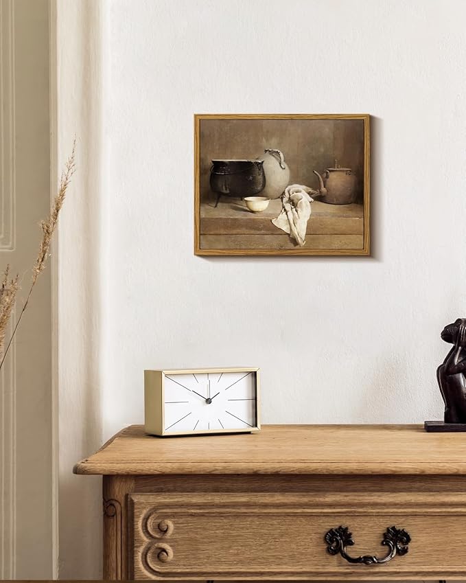 ARPEOTCY Vintage Still Life Framed Canvas Wall Art, 8x10inch, Farmhouse Kitchen Wall Decor, Art Prints Home Decor Aesthetic, Oil Paintings for Dining Room, Living Room Bedroom Office Decoration
