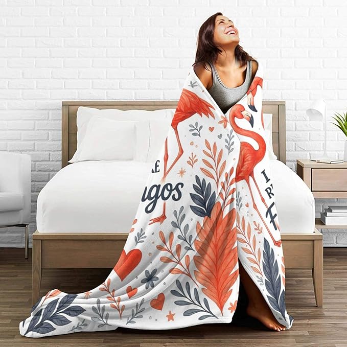 Flamingo Blanket I Just Really Like Flamingos Throw Blanket Tropical Leaves Soft Cozy Fleece Fuzzy Plush Warm Stuff Bedding Animal Blankets Gifts for Boys Girls Kids Adult Men Women 40"X50"