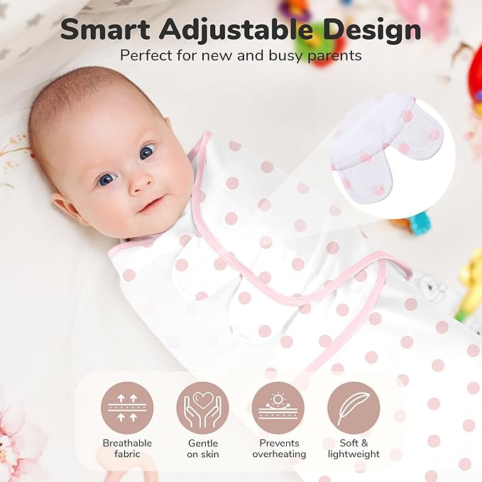 Mama Cheetah Baby Swaddle Blanket, Adjustable Newborn Swaddle Wrap for Infant (0-3 Month), 3 Pack Soft Organic Cotton