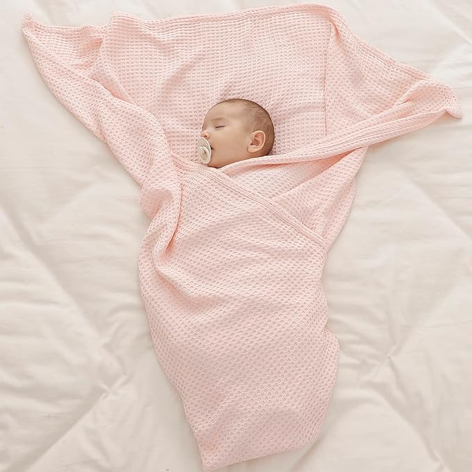 36” X 40” Inches Cooling Baby Waffle Weave Blanket, Ultra-Soft Lightweight Receiving Blanket for Newborn, Breathable Comfortable Baby Swaddle Blanket for Boys and Girls(Lemonade)