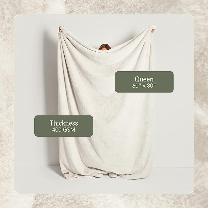 UnHide Lil’ Marsh - Faux Fur Blanket - Durable, Lightweight, Extra Soft Blanket - Machine Washable - Add a Layer of Softness to Any Bed, Couch, or Reading Chair - Snow White, Medium (60" x 80")