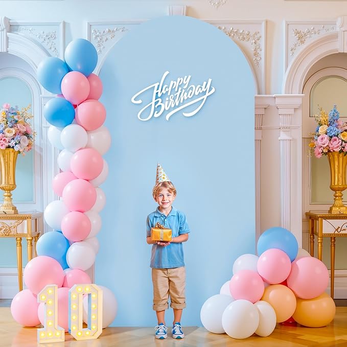 Baby Blue Arch Backdrop Cover, 6FT Spandex Fitted Wedding Arch Stand Covers Round Top Chiara Backdrop Cover for Birthday Party Ceremony Banquet Decoration