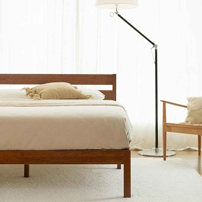 LIFEMENT Classic Wood Platform Bed Frame with Headboard, Essential, Noise Free, Under Bed Storage, No Box Spring Needed, Easy Assembly (Cherry, King (U.S. Standard))