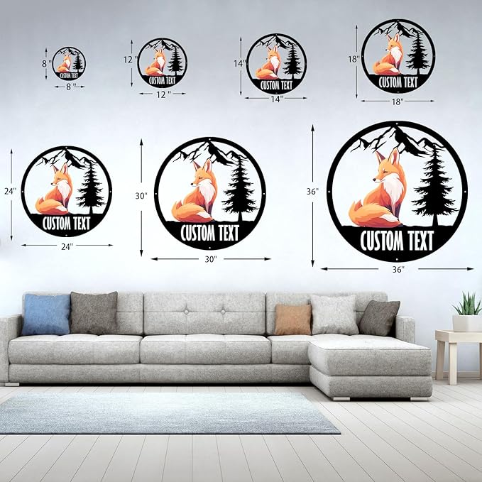 Custom Signs Outdoor Metal, Cabin Decor, Colorful Fox Wall Art for Bedroom Living Room Nursery, Personalized Birthday Gift for Wildlife’s Lover/Kids