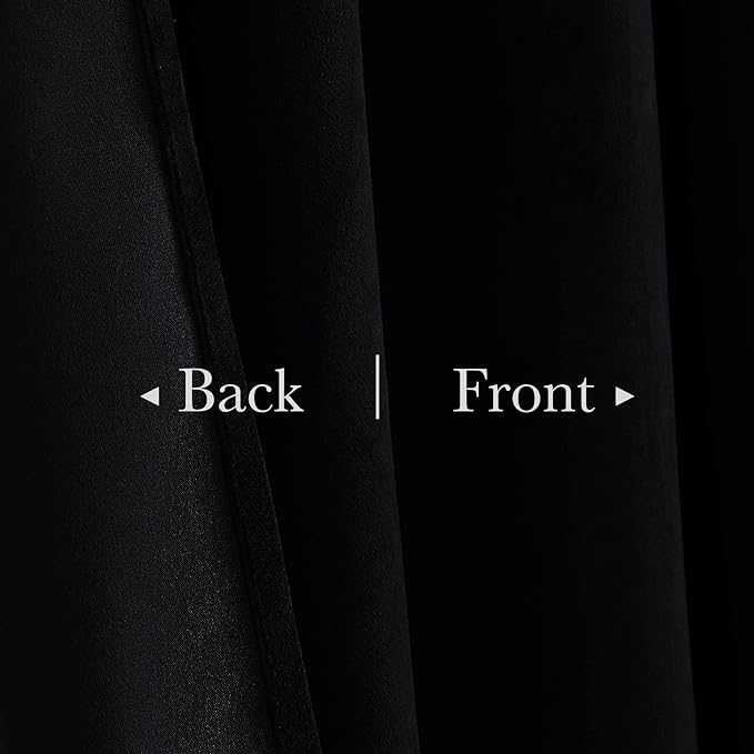StangH Black Curtains 144 inches Long Soft Velvet Blackout Thermal Insulated Window Drapes Back Tab Luxury Home Decor for High Ceiling/Villa, W52 x L144, 2 Panels