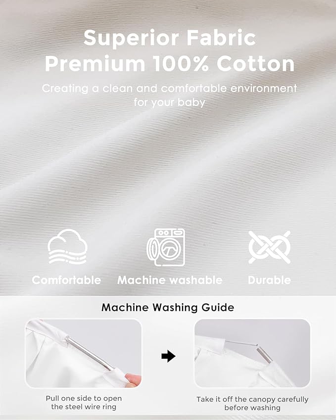 Large Bed Canopy with Star Lights, Double Layer Canopy for Bed, Princess Play Tent for Girls Room, Breathable Canopy Bed Curtain for Children Reading Nook, Machine Washable Canopy, 40''x106'', White
