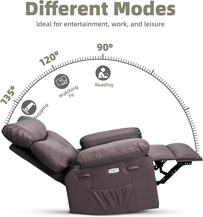GarveeHome Power Rocker Swivel Recliner Chair - Heat and Massage, PU Leather Electric Glider Rocking Chair with USB Port, Glider Recliner Nursery Chair for Living Room, Bedroom, Nursery