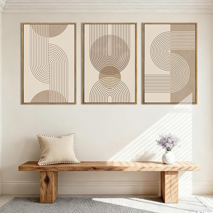 Anyzal Neutral Boho Wall Art Minimalist Abstract Line Artwork for Living Room Bedroom Office 16x24 Inch Set of 3
