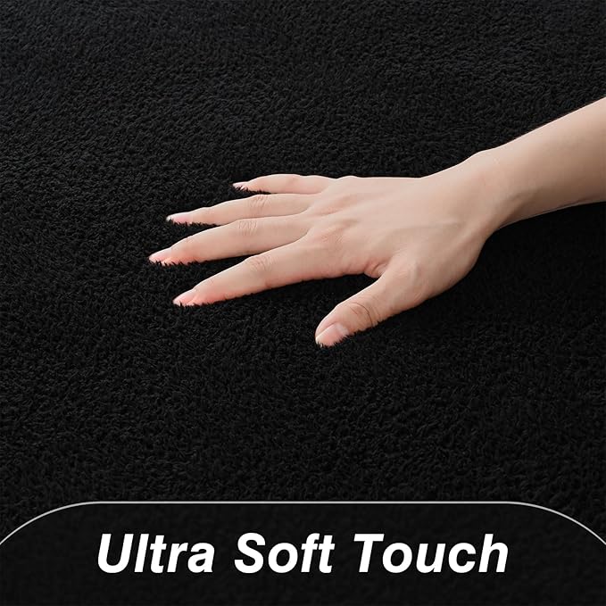 Large Area Rugs for Living Room Bedroom, 5 x 8 Ft Non-Slip Modern Area Rug, Soft Thickened Memory Foam Rug, Comfy Minimalist Indoor Carpet for Boys Girls Room Nursery Dorm Home Decor, Black