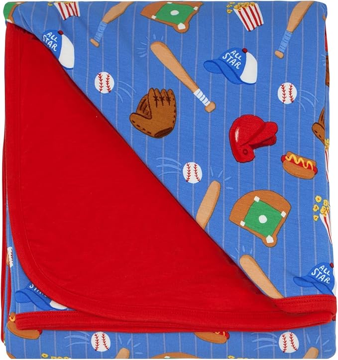 Little Sleepies Cloud Blanket, Soft Viscose from Bamboo Toddler & Baby Blanket for Boys & Girls, Lightweight, Perfect for Hot Sleepers, 50" x 50", Large (Blue All Stars)