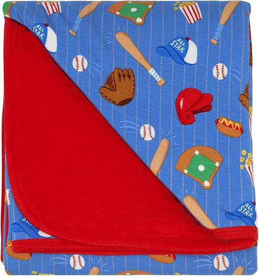 Little Sleepies Cloud Blanket, Soft Viscose from Bamboo Toddler & Baby Blanket for Boys & Girls, Lightweight, Perfect for Hot Sleepers, 50" x 50", Large (Blue All Stars)