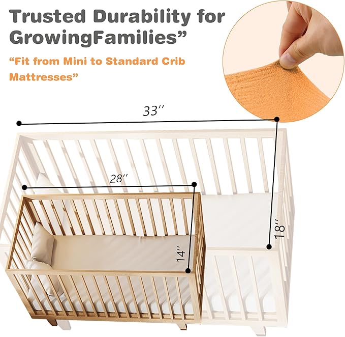 3-Pack Cotton Muslin Bassinet Sheets - Fitted Elastic Mattress Cover for Baby Boys & Girls, Breathable Bedside Bassinet Sheets Neutral Colors (Fits Oval & Rectangle Shape) (Orange)