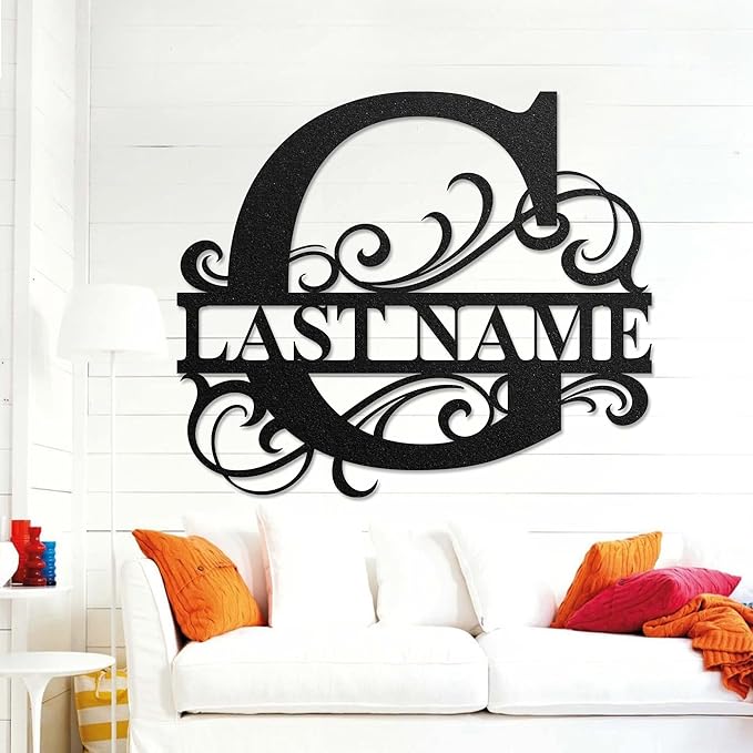 LULLBABYMALL Custom Metal Signs - Last Name Sign, Split Letter Monogram, Letter G, Family Name Wall Art, Outdoor Metal Signs, Personalized Wedding Gift
