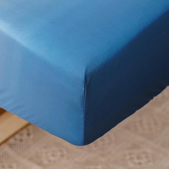 KAREVER Gradient Blue Toddler Bedding Set Ombre White Blue 4 Pieces Crib Bed Set Kids Comforter Set