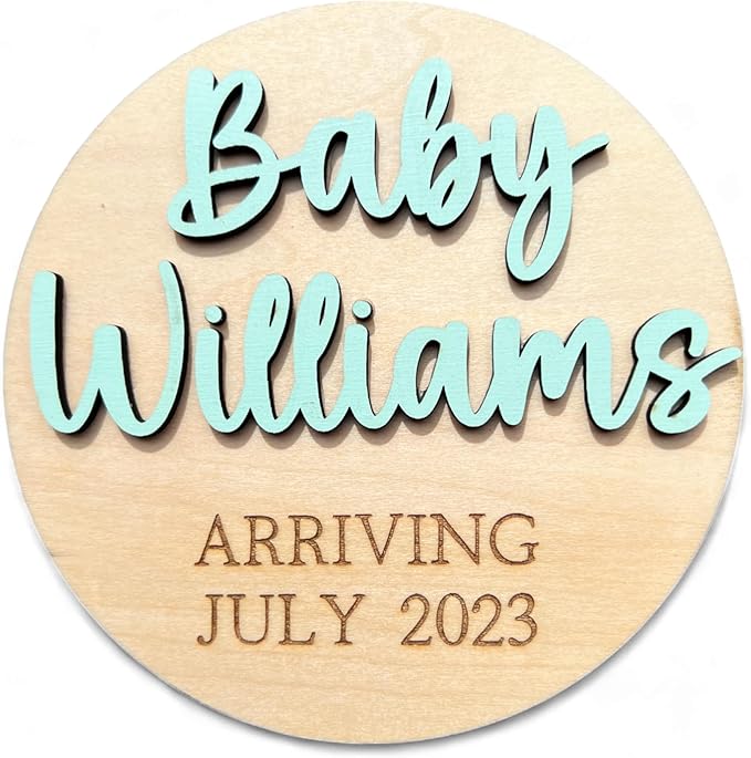 Baby Coming Soon Announcement Personalized Sign with date, Pregnancy Announcement plaque, maternity photo prop, Baby Announcement Sign (Baby Arriving Soon)
