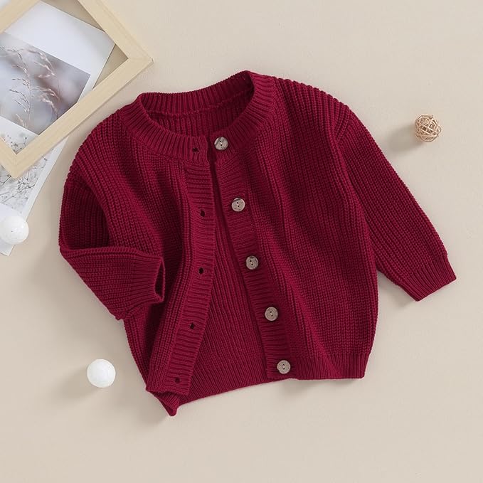 Newborn Baby Boy Girl Knit Sweater Cardigan Winter Warm Button Down Sweatshirt Top Outfit Cute Infant Fall Clothes