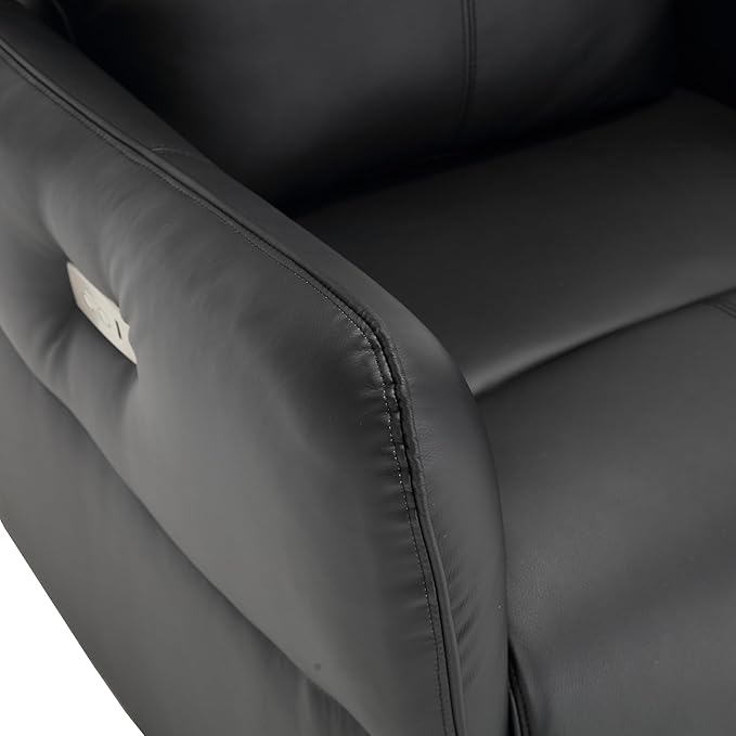 MINCETA Power Recliner Chairs,Modern Upholstered 270 Swivel Nursery Rocker Glider Recliner for Living Room,Set of 2,PU Leather in Black
