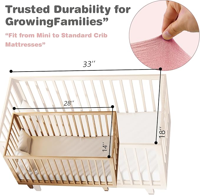 3-Pack Cotton Muslin Bassinet Sheets - Fitted Elastic Mattress Cover for Baby Boys & Girls, Breathable Bedside Bassinet Sheets Neutral Colors (Fits Oval & Rectangle Shape) (Pink)