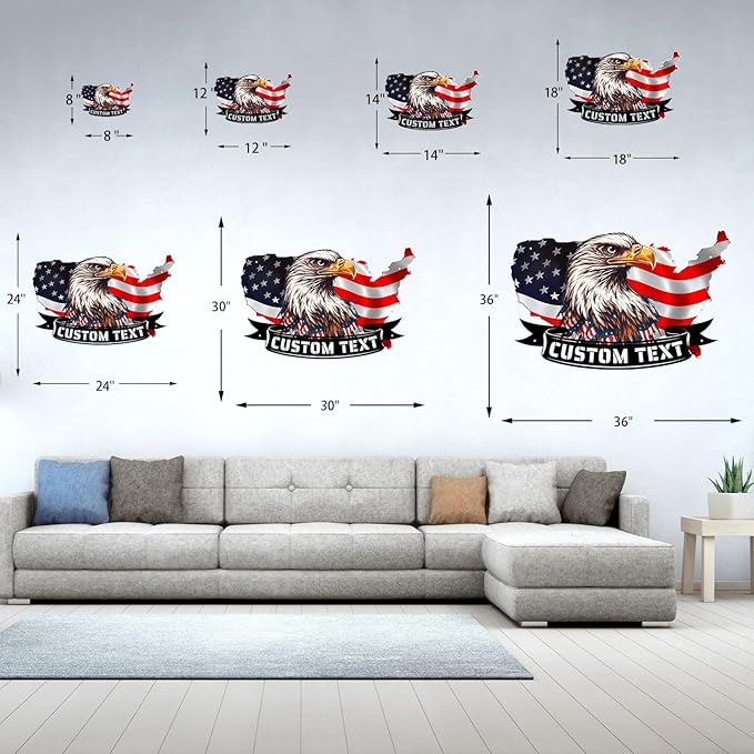 Personalized Eagle Metal Wall Art, American Flag Wall Decor, Colorful Eagle Wall Signs Fourth of July Decorations, Metal Wall Decor For Home Office/Living Room/Indoor/Outdoor